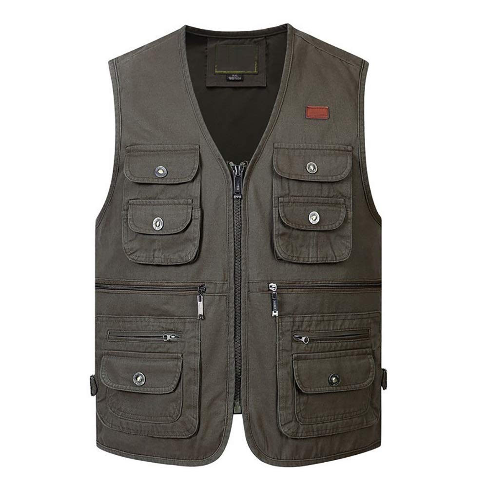 G&F Męska kamizelka wędkarska z wieloma kieszeniami, strzelanie, wędrówki, polowanie, odzież robocza, bez rękawów, top, XL-4XL (kolor: zielony, rozmiar: XL)