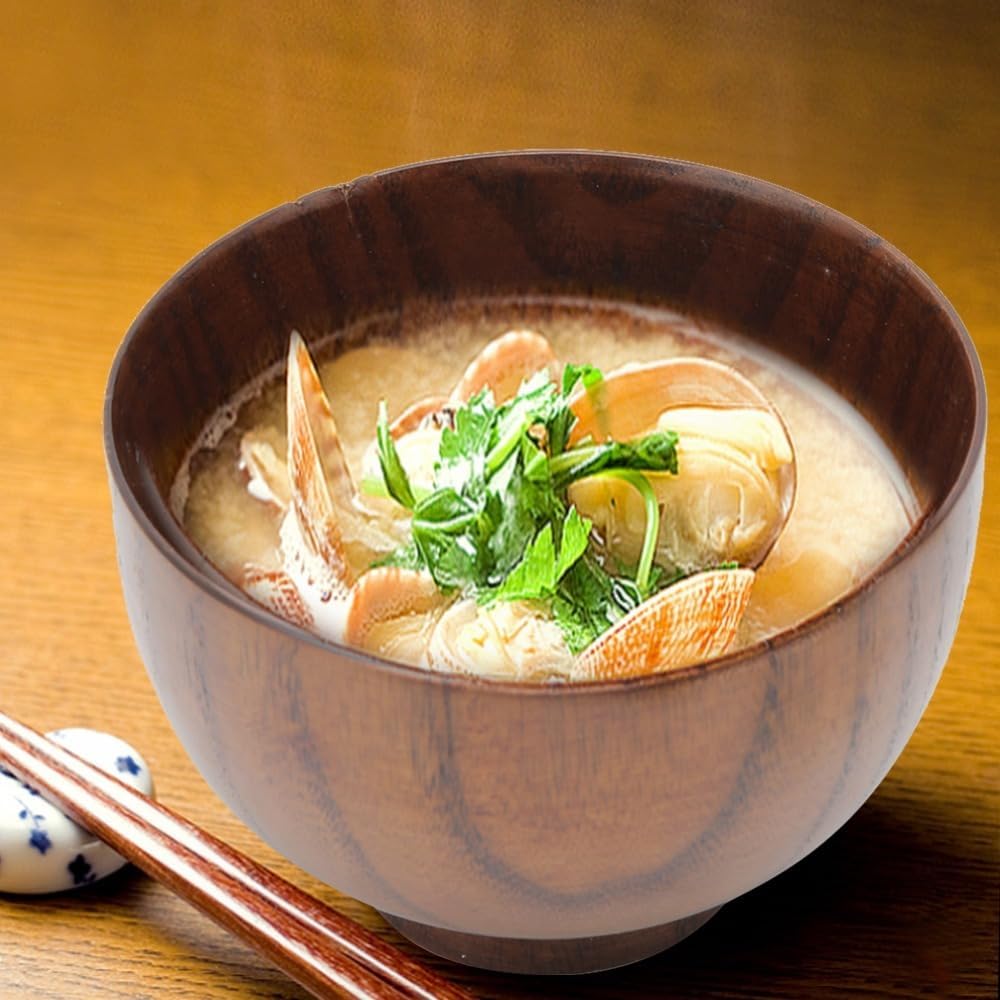 Wooden Round Deep Rice Bowl, 3.74/4.13 Inch Smooth Polished Thickened Anti-scald Serving Bowl for Salad, Soup, Noodles