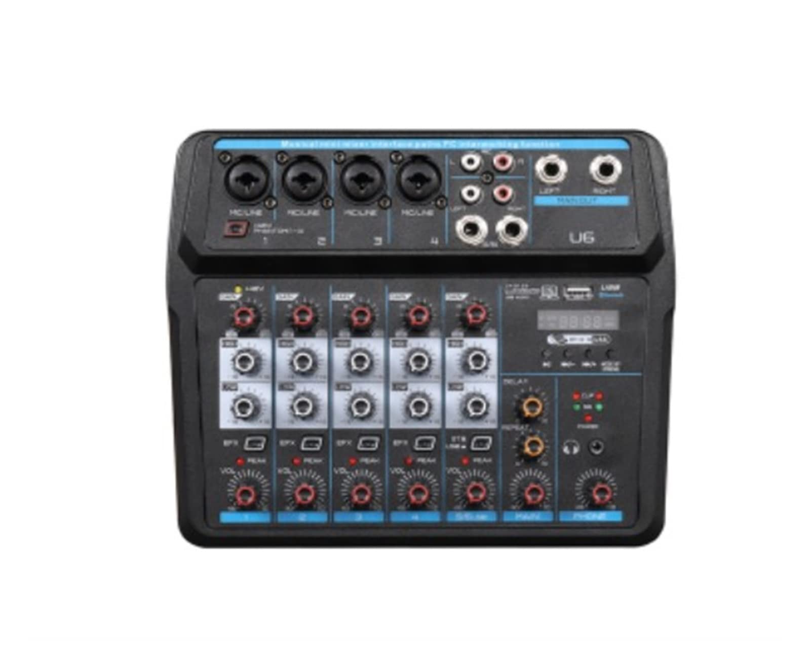 Attrezzatura per DJ per Feste Canale della Serie 4/6 DJ Mixer Multifunzionale Mixer Audio Mixer di Registrazione for Computer(U4black)