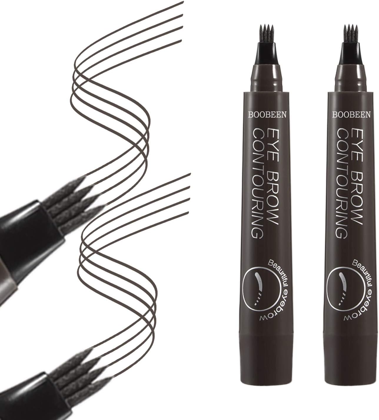 Boobeen 2Pcs Microblading Eyebrow Pencil - Waterproof Eyebrow Tattoo Pen with a Micro-Fork Tip Applicator - Creates Natural Looking Brows Effortlessly