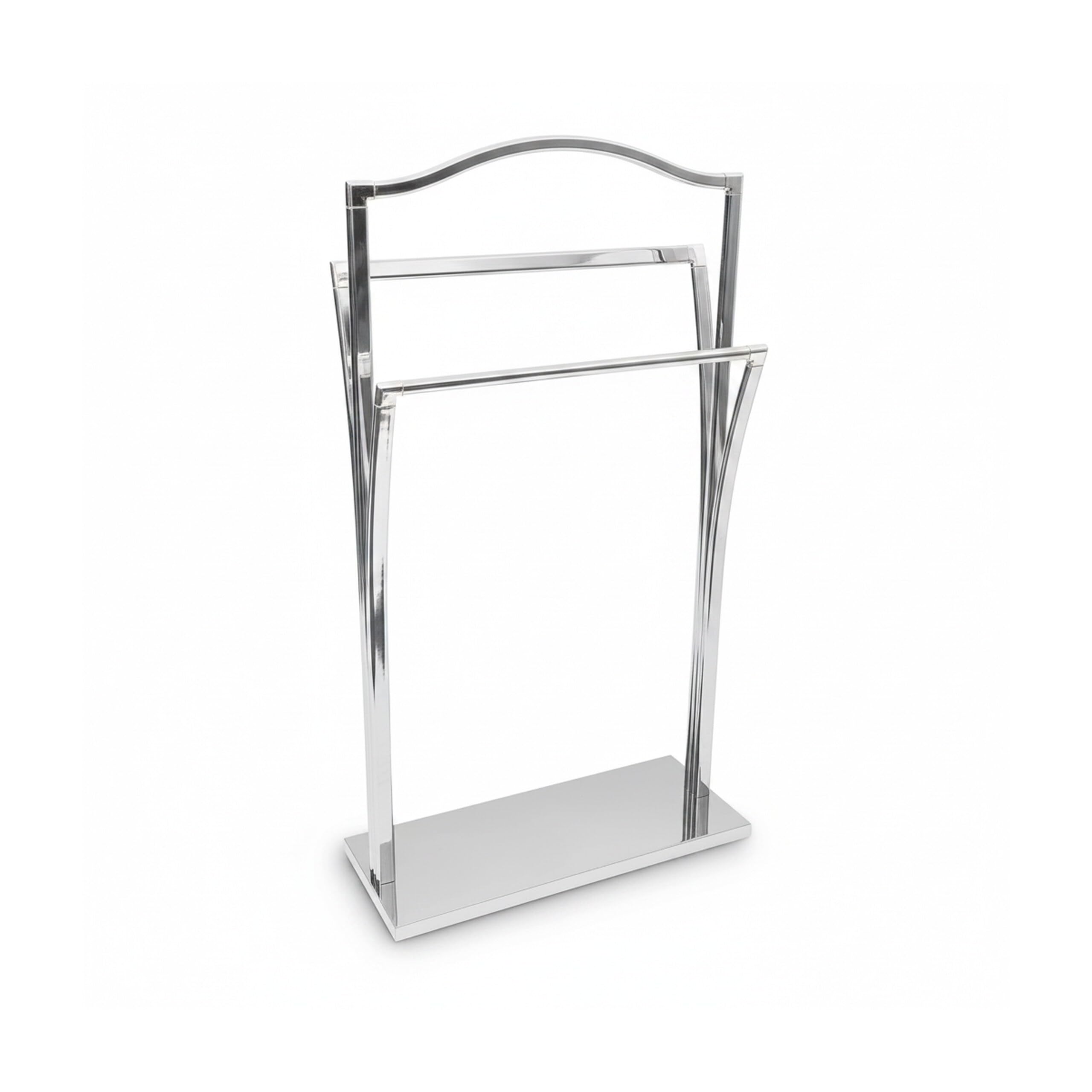 Relaxdays Portasciugamani da Terra, 3 Barre, Diverse Altezze, HLP 86x50x20 cm, Acciaio Inox Cromato, da Bagno, Argentato