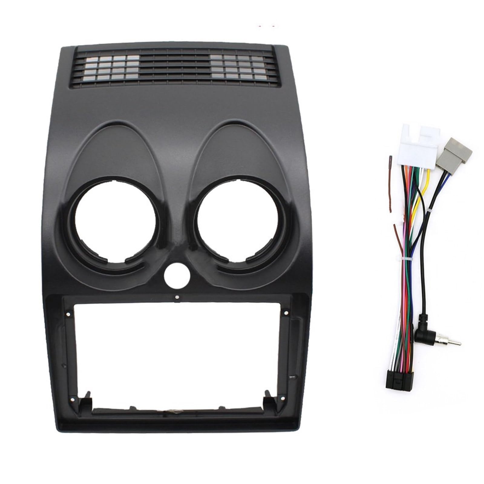 Panel Embellecedor Radio Marco 9 Pulgadas Kits Molduras Tablero Audio Panel Facia Reproductor Radio Pantalla 2 DIN para Qashqai 2008-2014 DVD Marco Radio para Coche(Frame an Cable-A)