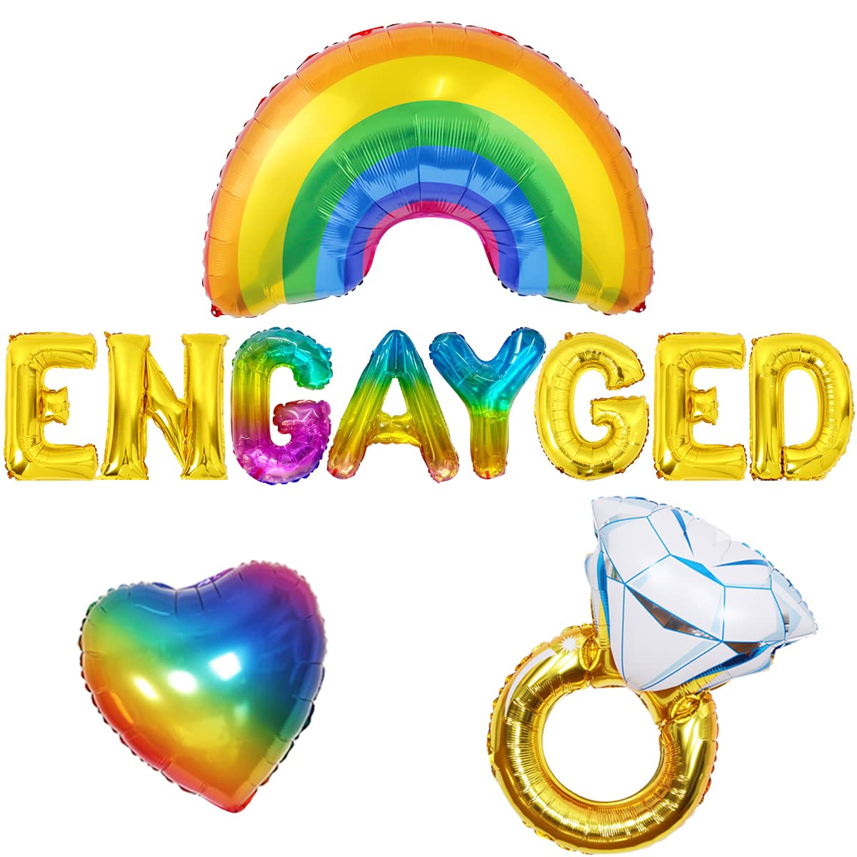 Decoraciones de compromiso gay para hombres, pancarta de globo engayged arco iris, decoraciones de fiesta de compromiso LGBT para hombres, bodas gay, despedida de soltera
