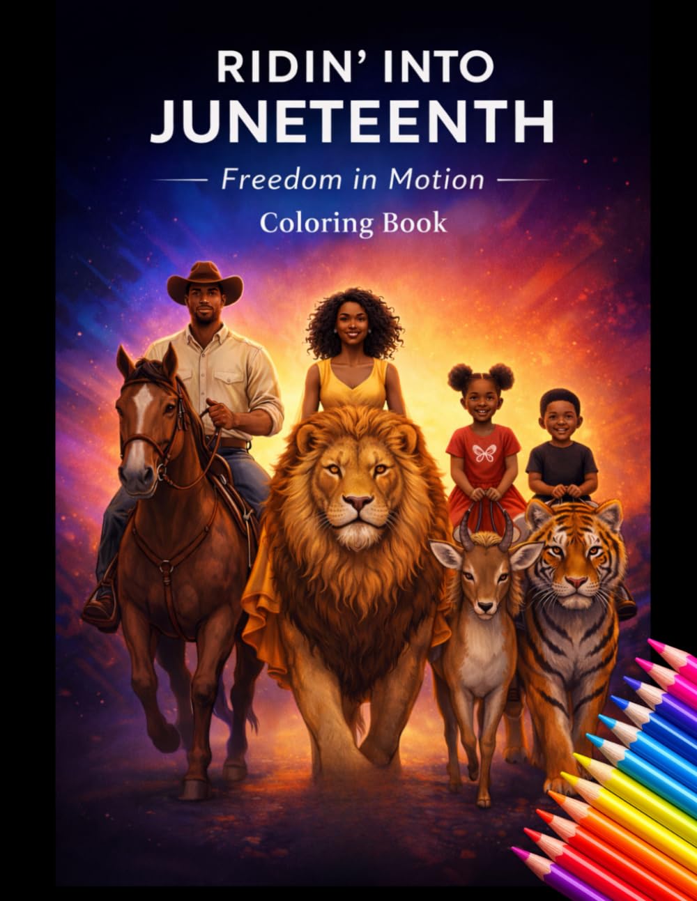 Ridin’ Into Juneteenth: Freedom in Motion Coloring Book – A Powerful Family Celebration of Juneteenth, Culture, Pride and Unity