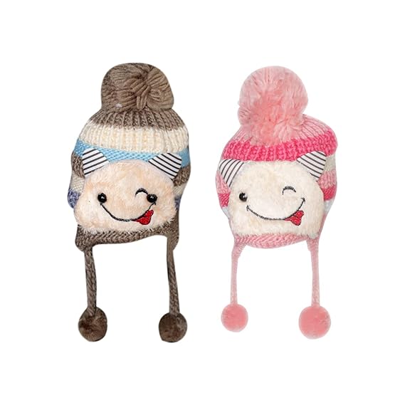 MAJIK Kids Winter Warm Soft Woolen Cap for Baby Boys and Girls(Randomly)