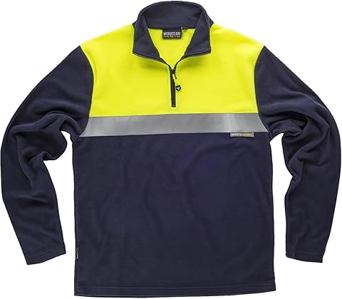 WORKTEAM Forro Polar Bicolor de Alta Visibilidad, Cintas Reflectantes y Media Cremallera. Entretiempo (160 g/m2). Unisex