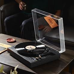 WYRMB Record Player,Oak Finish Turntable with Speakers,Bluetooth 5.1 and Vinyl Stream Technology, Vintage Style 3-Speed Vinyl Player - Les Beatles, Paul McCartney, John Lennon, RIngo Starr, George Harrison WYRMB Record Player,Oak Finish Turntable with Speakers,Bluetooth 5.1 and Vinyl Stream Technology, Vintage Style 3-Speed Vinyl Player – Image 4