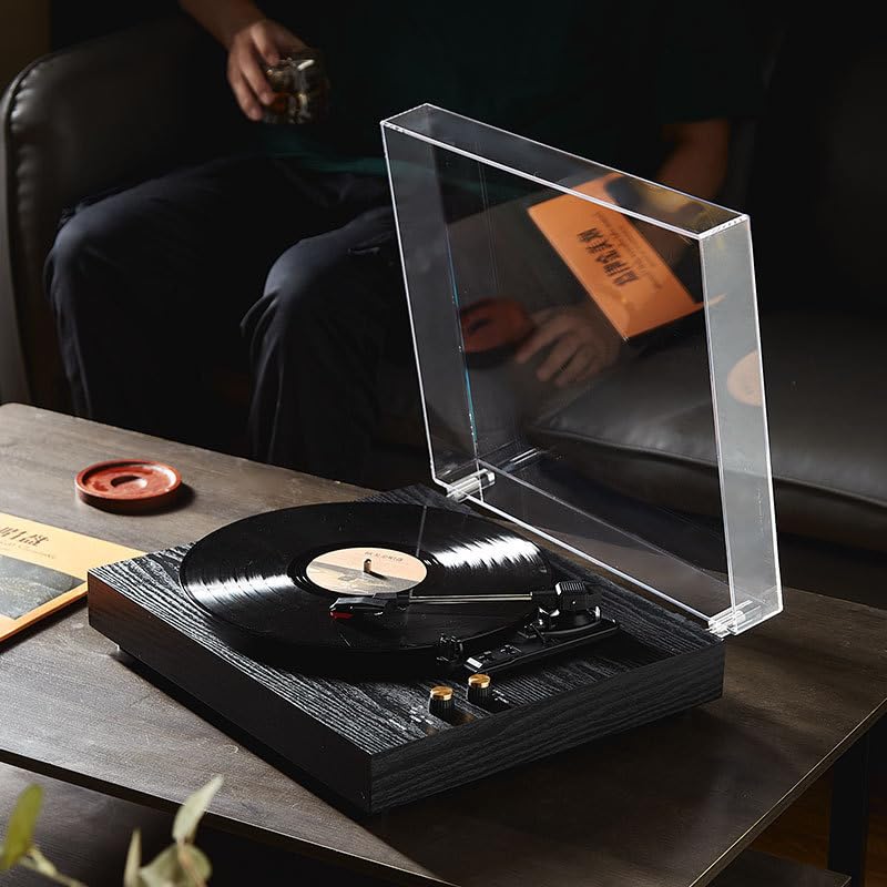 WYRMB Record Player,Oak Finish Turntable with Speakers,Bluetooth 5.1 and Vinyl Stream Technology, Vintage Style 3-Speed Vinyl Player - Les Beatles, Paul McCartney, John Lennon, RIngo Starr, George Harrison WYRMB Record Player,Oak Finish Turntable with Speakers,Bluetooth 5.1 and Vinyl Stream Technology, Vintage Style 3-Speed Vinyl Player – Image 5
