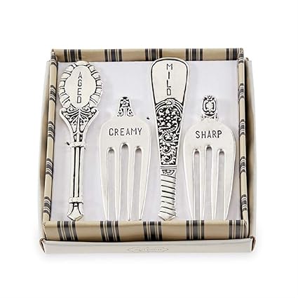 Mud Pie Home Serving Set Vintage Cheese Markers, fork 3