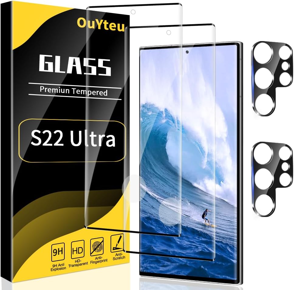 OuYteu [2+2 Pack] Galaxy S22 Ultra Screen Protector with