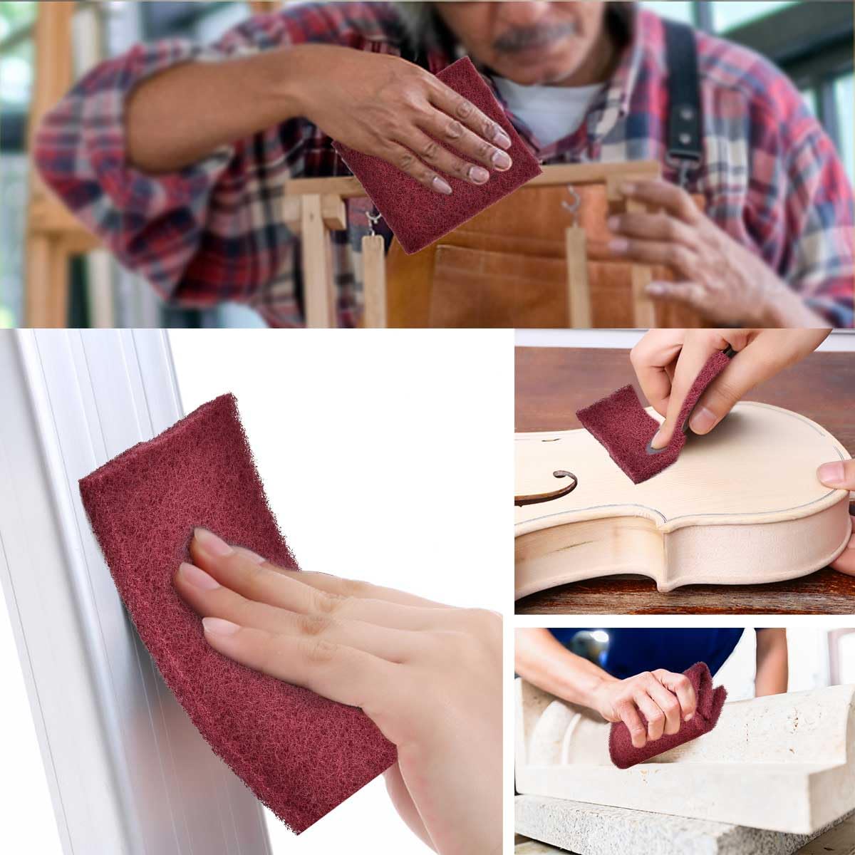 OTYMIOW Rollo de Vellón de Lija Reutilizable 5 m×10 cm Esponja de Lijado de Grano 320-400 Almohadillas de Lijado de Tela no Tejida, Almohadillas de Lijado de Tela no Tejida para Pulir Madera y Metal