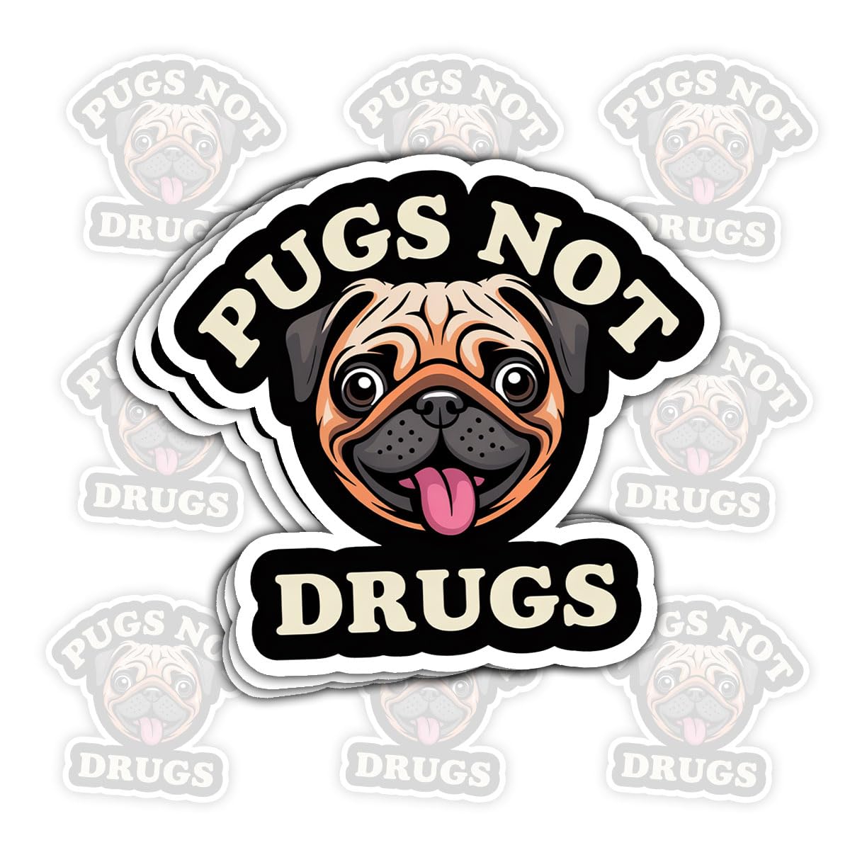 Calcomanías de vinilo de Pugs Not Drugs, el regalo ideal para amantes de los animales y niños