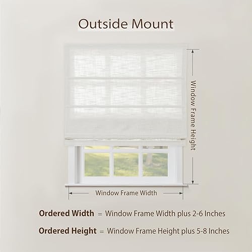 Miniatura 6 de TWOPAGES Persianas romanas sin cordones con textura de lino para ventanas, persianas opacas por encargo, persianas romanas opacas de tela lavable,