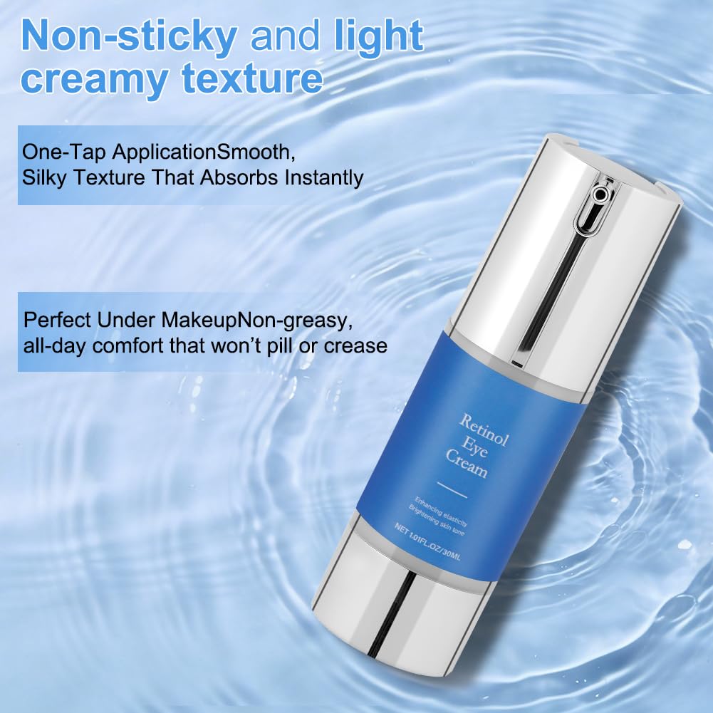 Aomig Retinol Krem pod oczy, 30 ml Krem przeciwzmarszczkowy i starzejący się do oczu z Bakuchiolem, Redukuje zmarszczki i drobne zmarszczki, zmniejsza obrzęki i cienie pod oczami, nawilżający