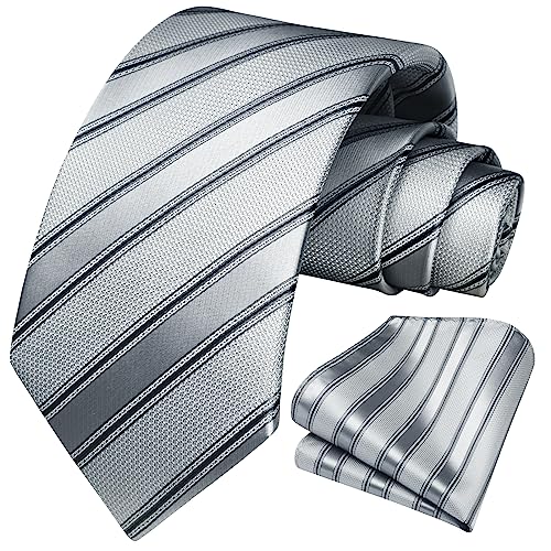 Image of HISDERN Ties for Men Solid Tie Handkerchief Set Classic Woven Silk Business Polka Dot Mens Ties Necktie Wedding Party