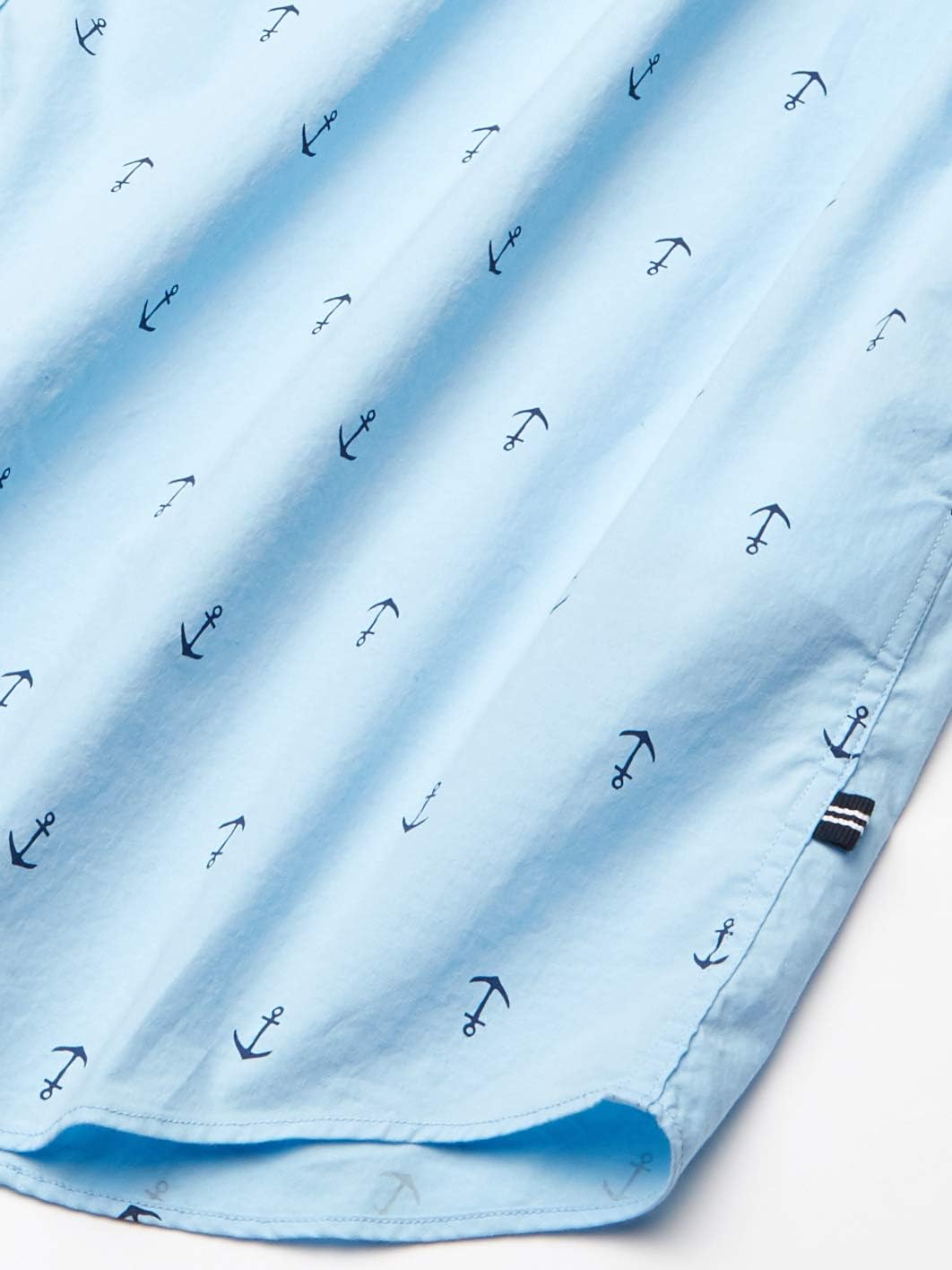 Nautica Men's Anchor Print Poplin Shirt Small Light Haze