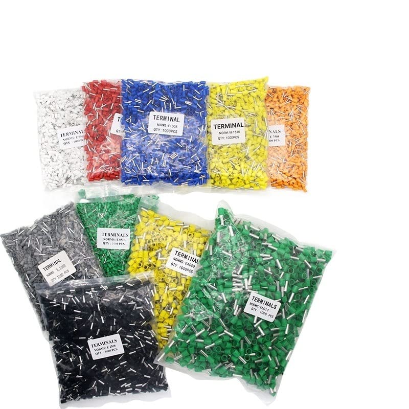 GatherTOOL 1000pcs/Pack E0508 /E7508/ E1008 /E1508 /E2508 Insulated Ferrules Terminal Block Cord End Wire Connector Electrical Crimp Terminator (Color : 1000pcs Yellow, Size : E4009)