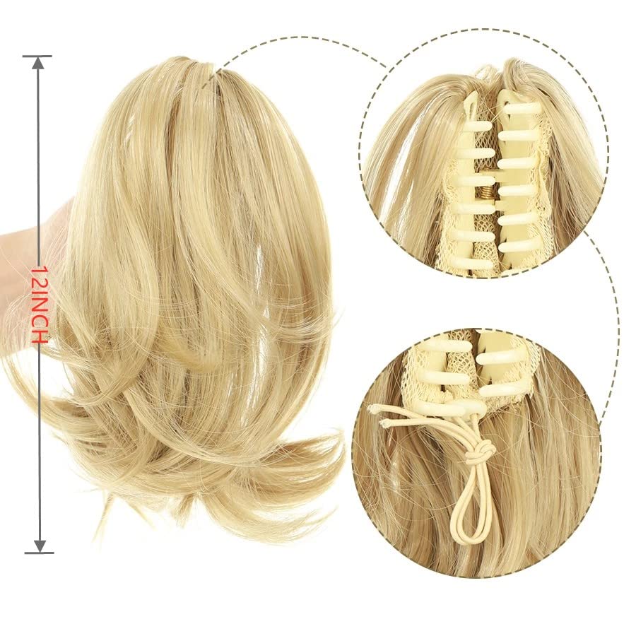 Miniatura 4 de Extensiones de cola de caballo de 12 pulgadas, extensiones de peluca sintética con clip de garra, extensiones de peluca, cola de caballo instantánea
