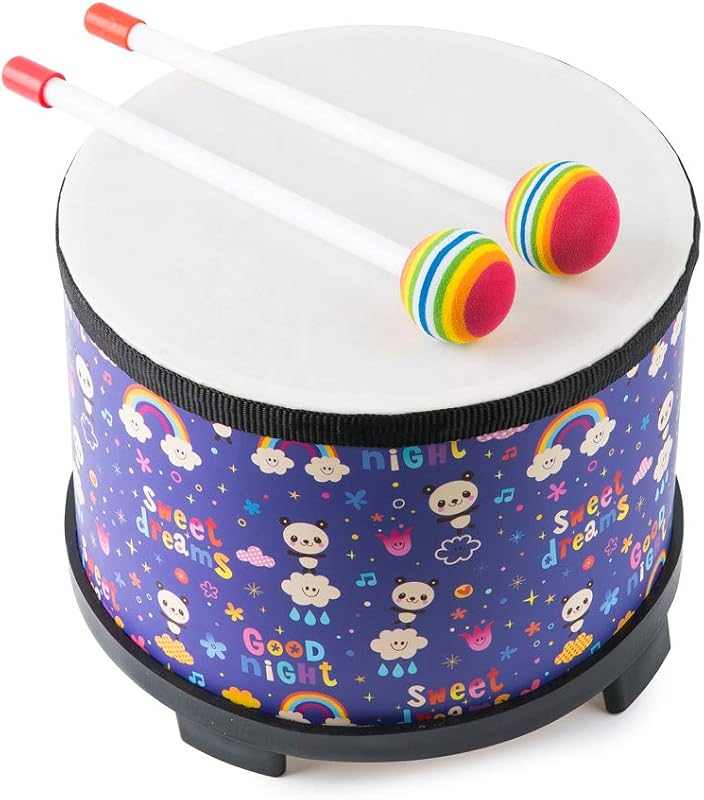 Musfunny Floor Tom Drum for Kids Toddlers: Baby Drums Set Percussion Toys | 8 Inch Wooden Children Gathering Floor Drum Montessori Musical Instrument for Rhythm Education, Birthday Gift (Rainbow)