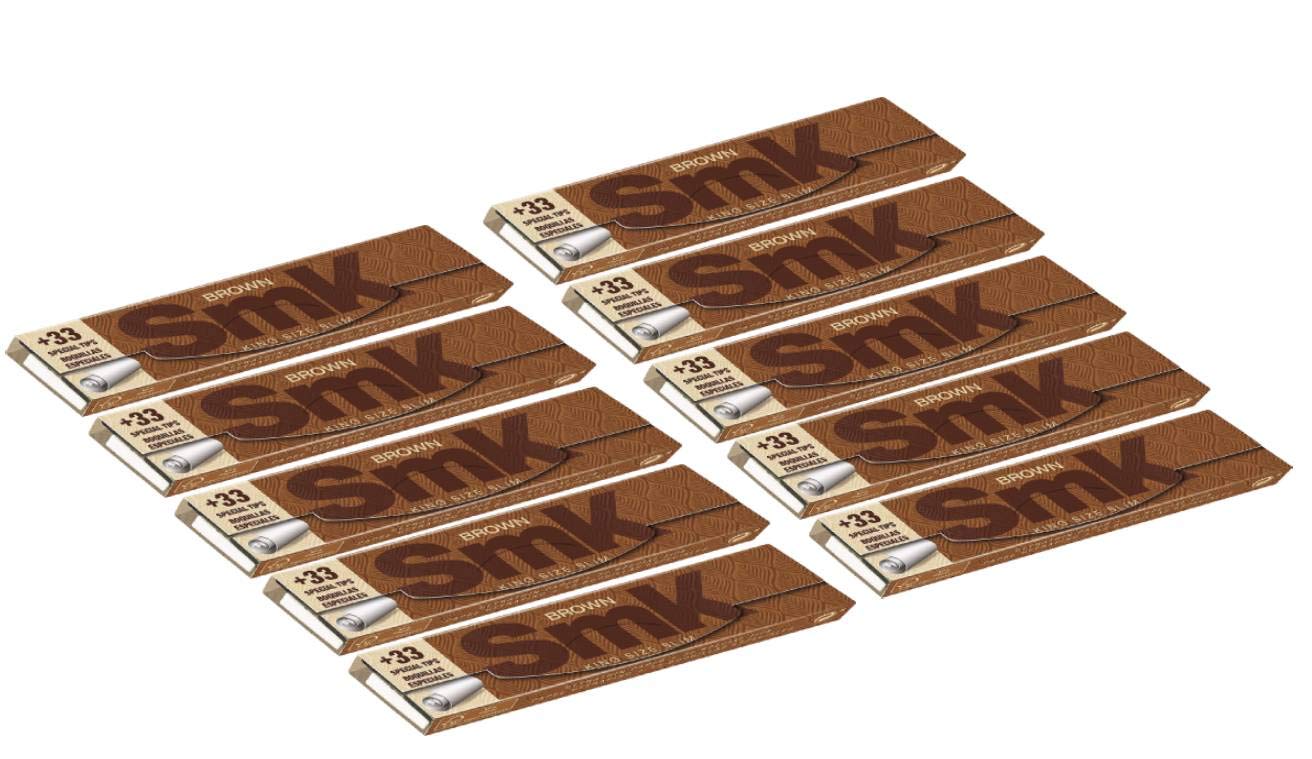 TOLERAR SMK Brown Pack of 10 Rolling Papers King Size with Roaches