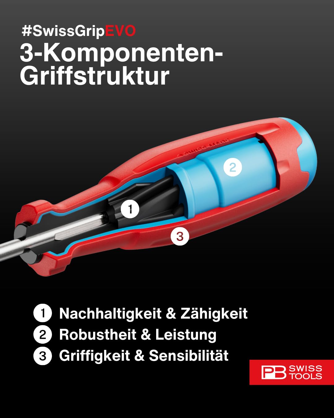 PB Swiss Tools SwissGrip Evo Pozidriv Schraubenzieher Set, 38243.H RB CBB