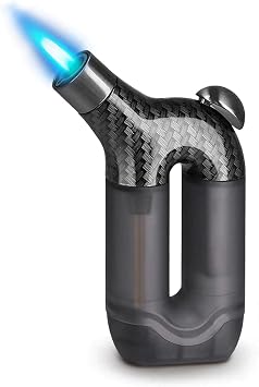 2-Pack Butane Lighter, Portable Single Jet Blue Flame Windproof Lighter, Inflatable and Adjustable, Suitable for Camping/Candles/Decorations Butane not IncludedBlack