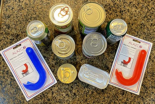 2 Easy Safe Ring Pull Can Opener Protects Nails Arthritis Hands Helper By Alazco Red & Blue #TOP6