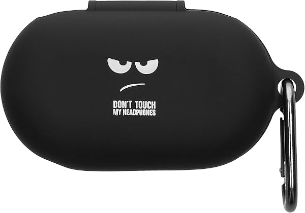 Funda de Diseño kwmobile para Anker Soundcore V20i - Cubierta de Silicona para Estuche de Carga de Audífonos - Soporte Protector para Audífonos con Clip Mosquetón - Blanco/Negro/Negro