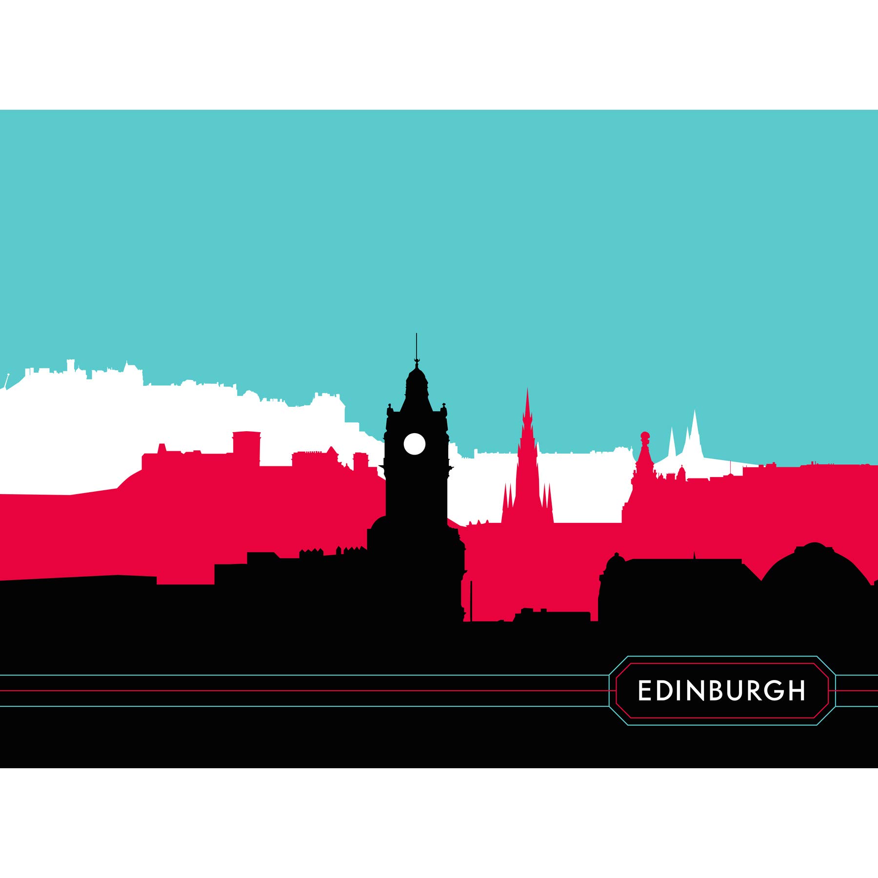 Wee Blue Coo Edinburgh Bright Cityscape Large Wall Art Print 18X24