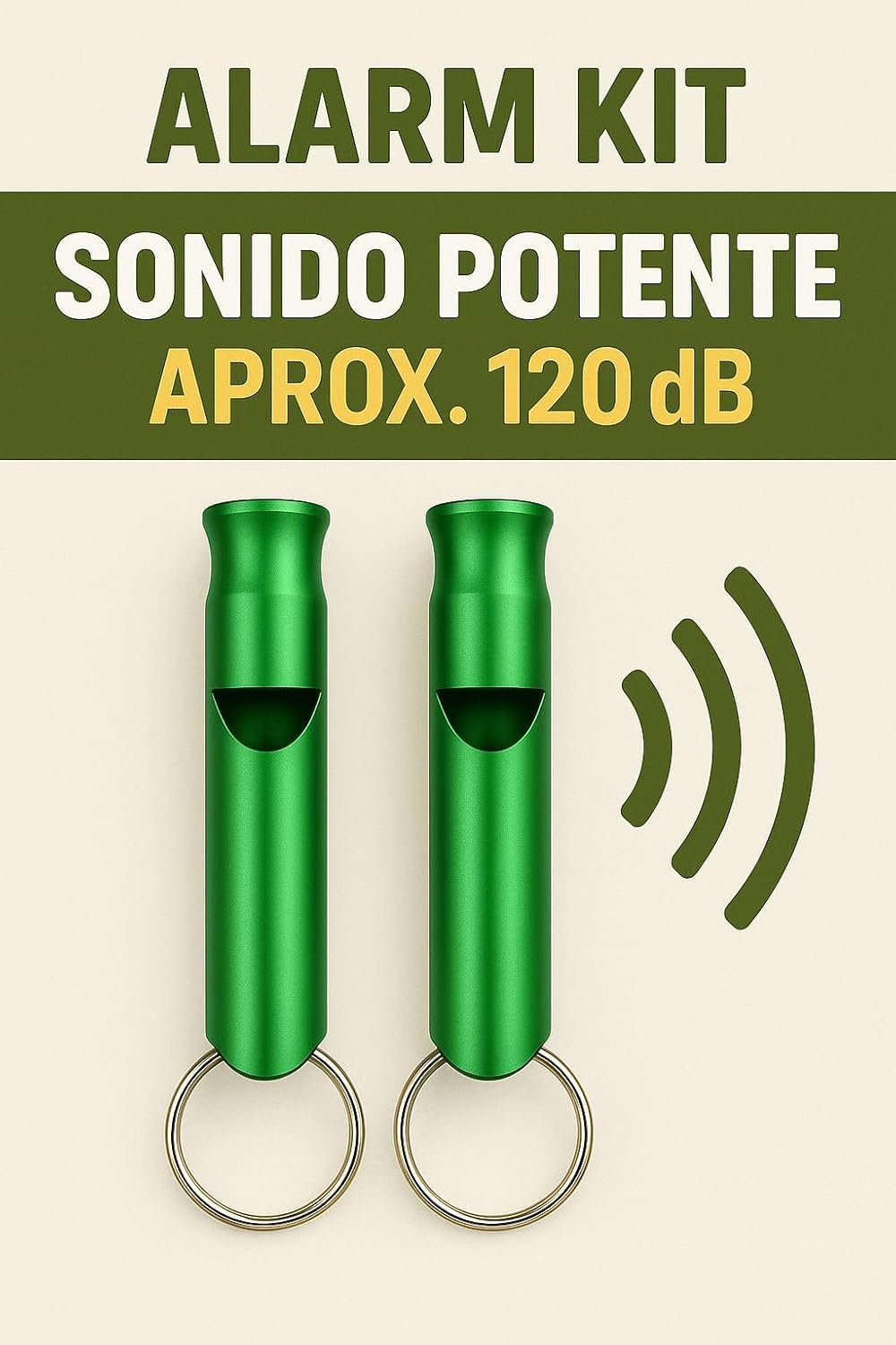 4 Silbatos de Emergencia de Aluminio con Anilla para Colgar, Silbato de Supervivencia Ligero y Resistente para Camping, Senderismo y Coche, Apito de Emergência