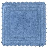RAJRANG Parisian Blue Bath Mat 24 Inches Soft Absorbent Cotton Crochet Bath Rug for Bathroom Kitchen Spa Hotel