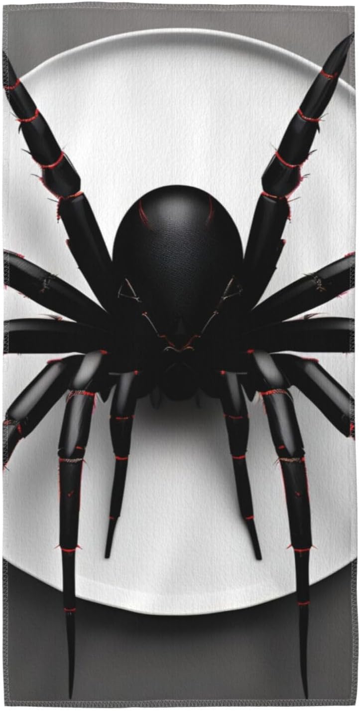 Black Spider Print Hand Towels for Kitchen, Decorative Bathroom Towels Decor Farmhouse Cute for Men Women Gifts