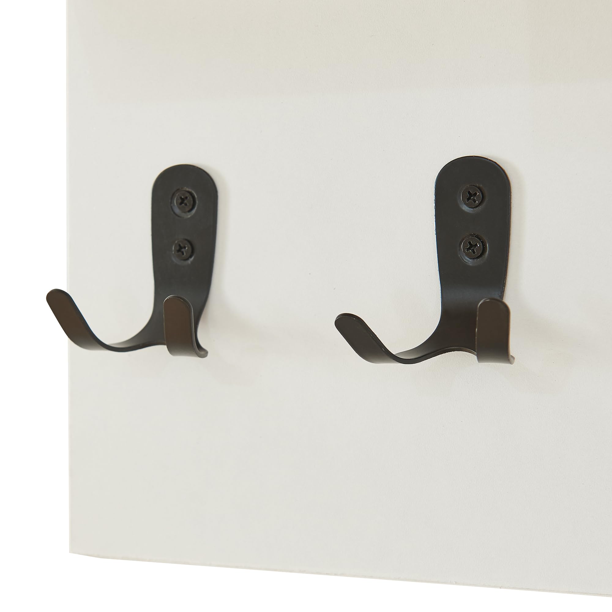 [en.casa] Appendiabiti da Parete con 2 Ripiani Aperti Mensola Attaccapanni a Muro con 5 Ganci Doppi in Metallo per Borse Cappotti 34 x 59 x 13 cm Ingresso Corridoio - Beige/Bianco