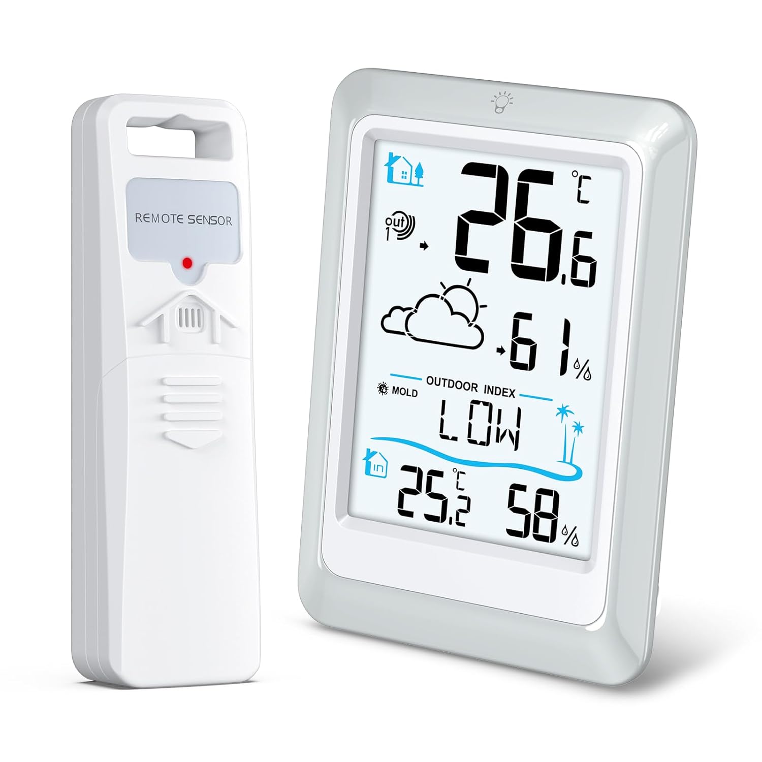 KeeKit Weather Station, Indoor Outdoor Temperature Monitor, Humidity