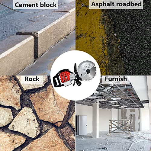 Higospro 14 Inches Concrete Saw Gas Powered 1900W Cut-Off Saw With Epa 51.7Cc 4.8" Cut Depth And 2 Stroke Gasoline Grinder With Diamond Blade Petrol Concrete Saw #TOP5