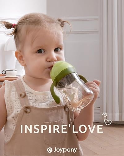Miniatura 7 de Vasos para sorber para niños pequeños de 1 a 3 años, vaso con popote con peso a prueba de derrames con asa para bebés de 6 meses en adelante,