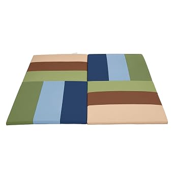 ECR4Kids SoftZone Turning Tiles Folding Activity Play Mat, 48in Square, Baby Essentials, Earthtone