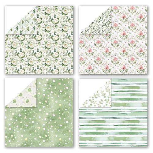 Scrapbook Paper & Scrapbooking Supplies, Bloom 6x6 Double-Sided Patterned Cardstock Pad, Floral Craft Sheets for Junk Journaling, Card Making & Scrap Book, 24 Sheets