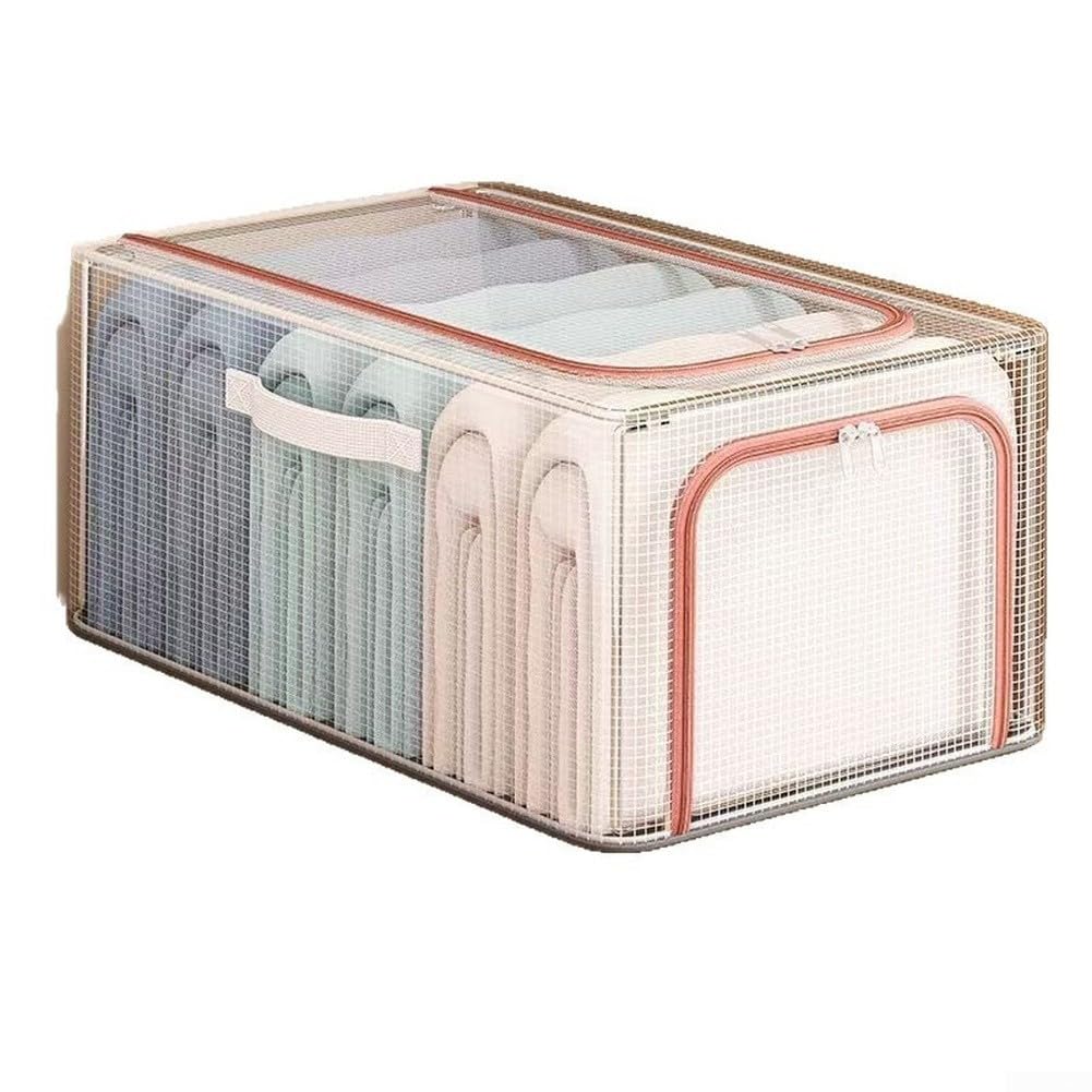 Boîte de rangement pliable en tissu transparent C pour placard