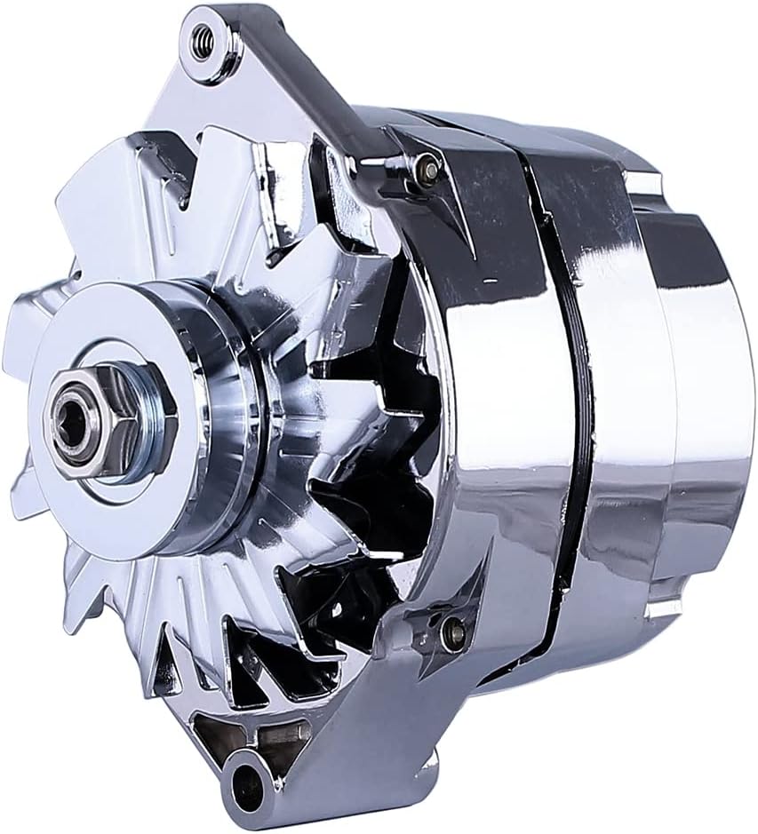 RAREELECTRICAL New Chrome Chevy 1-Wire Or 3-Wire Alternator Compatible With 140 Amp Self Exciting Energizing By Part Number 7127-140Ch