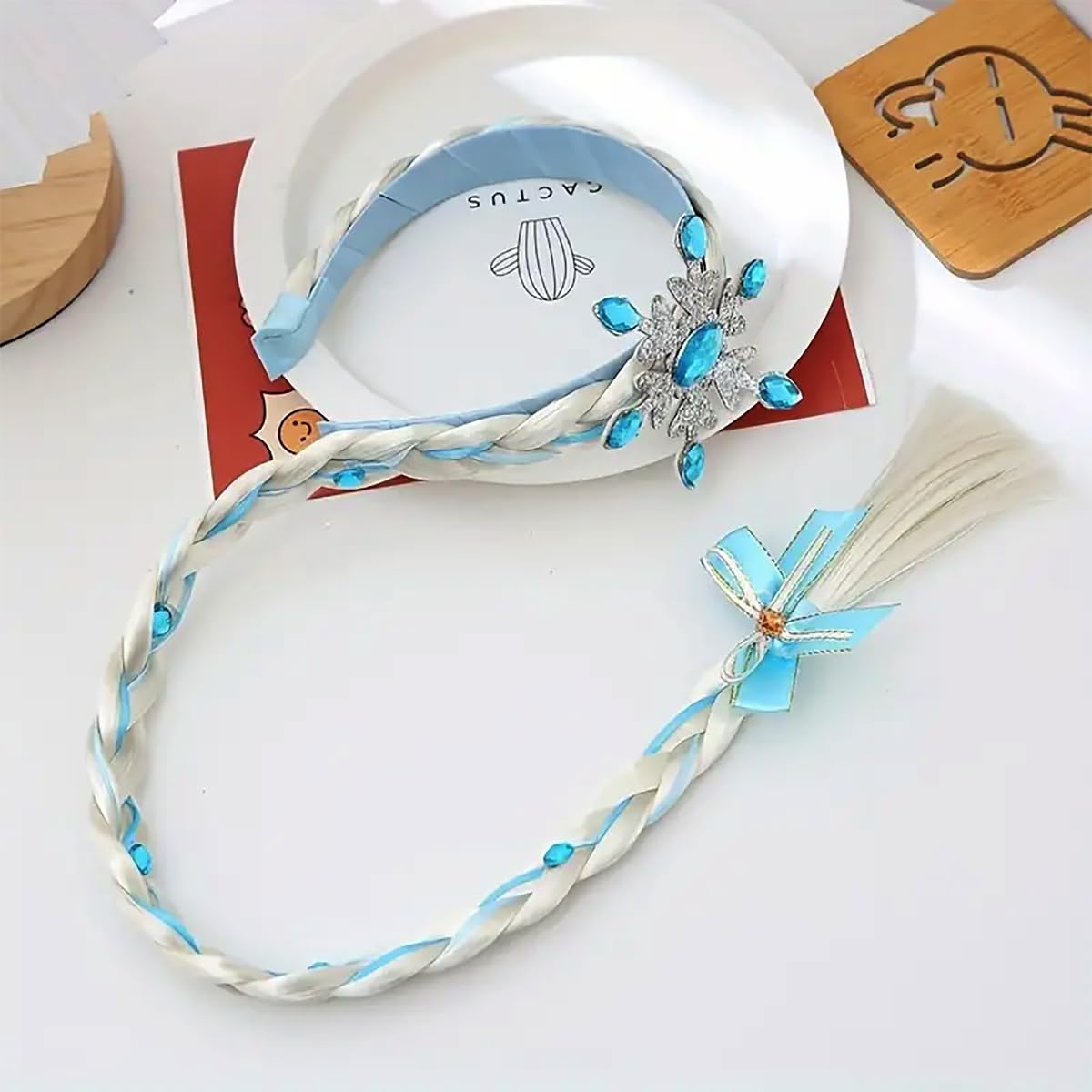 FancyDressWale Long Hair Princess Hairpiece Long 29" Cosplay Braided Wigs for Girls Princess Dress Up Accessories (Blue Snowflake) 1