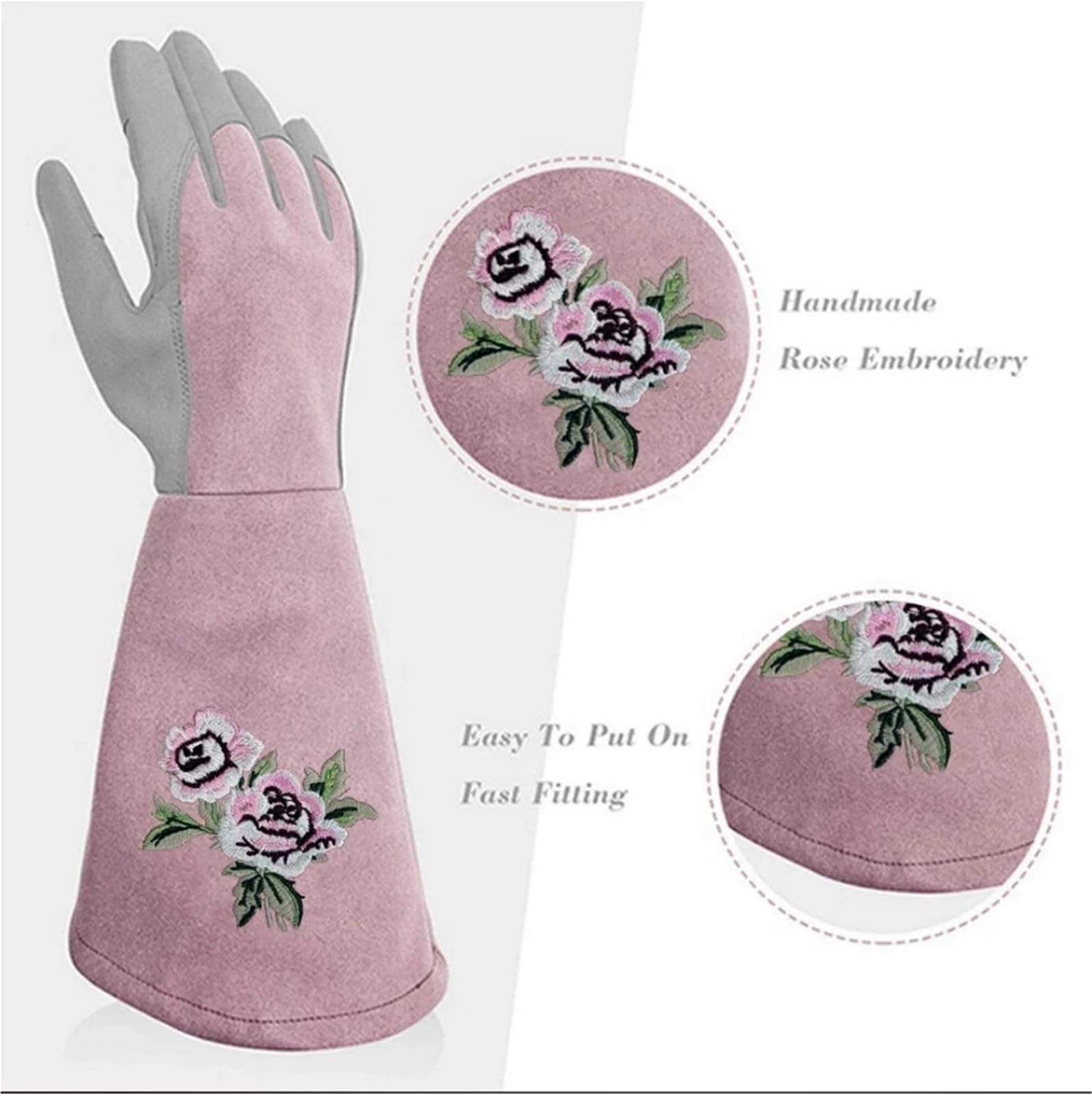 Generico Guanti da giardinaggio extra lunghi rosa da donna, guanti da lavoro in tessuto Oxford resistenti alle spine(Purple-S)