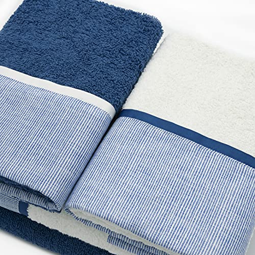 CREOLE Set di asciugamani da bagno, Riga blu, 4