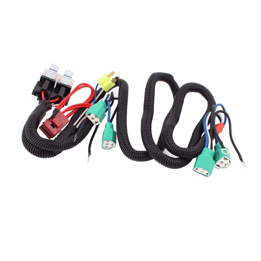 GJZIFGFWQ Car 80A Fuse 4 H4 HID Headlight Fog Bulb Female Adapter Relay Harness