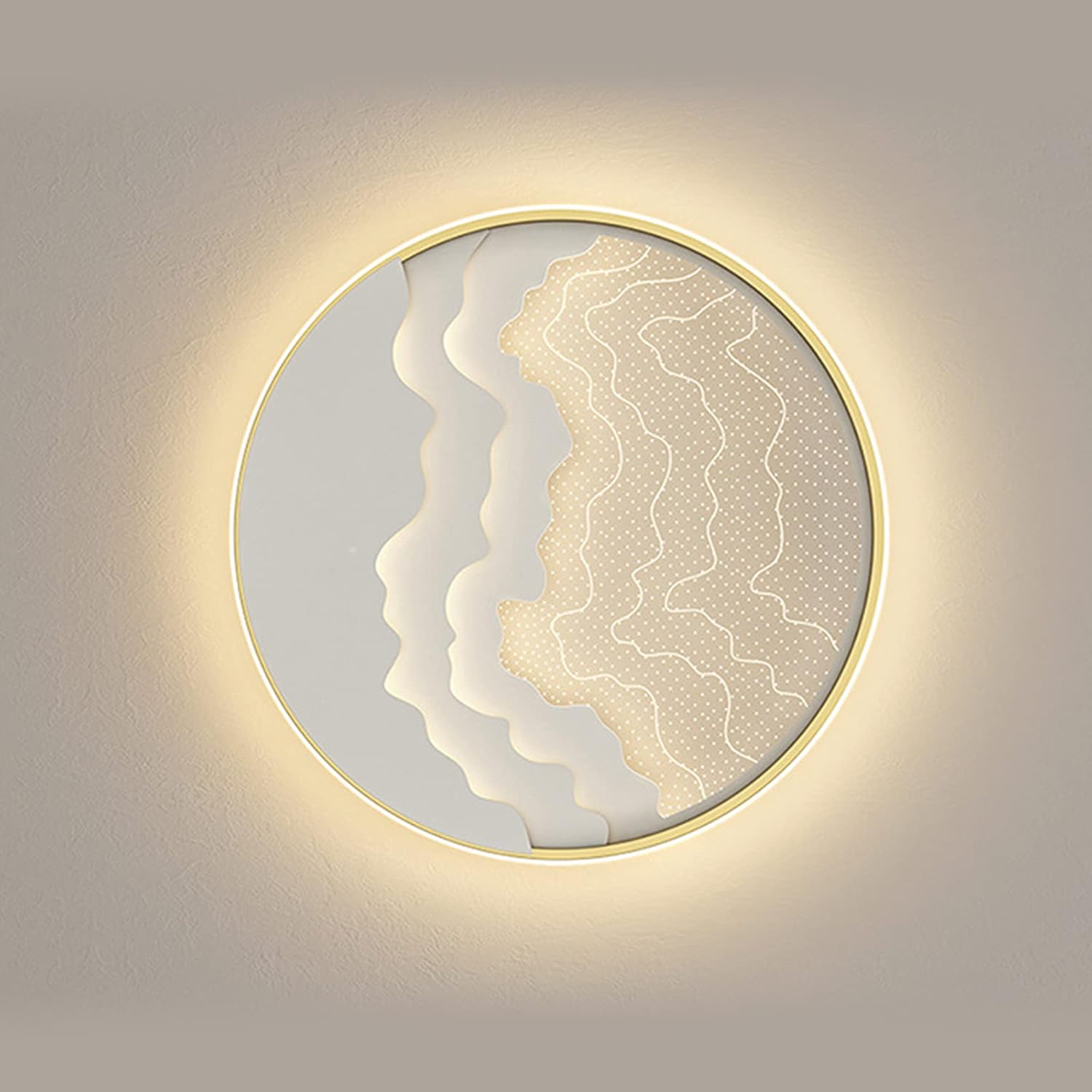 43W Dimmable LED Ceiling Light,20Inch Creativity Ceiling Lamp for Hallway Loft Bedroom Livingroom Flush Mount Round Light Fixture Gold Finsh(43W Warm Light,50x6.5cm(20x3inch))