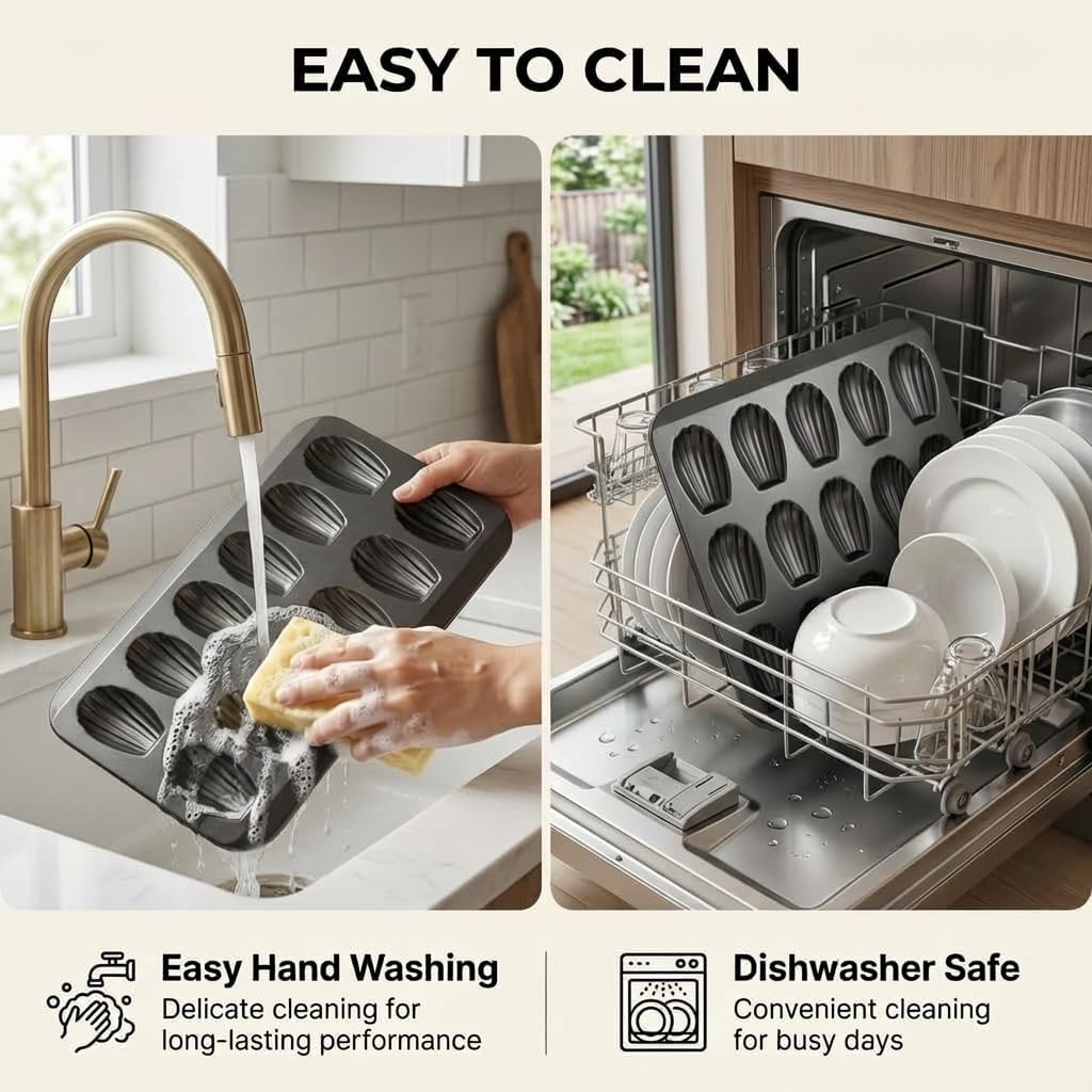 6 Packs Madeleine Pan,12-Well Nonstick Madeleine Cookie Mold,Heavy-Duty Carbon Steel Shell Shape Tea Cake Baking Pan,Send Goods from Local Warehouse