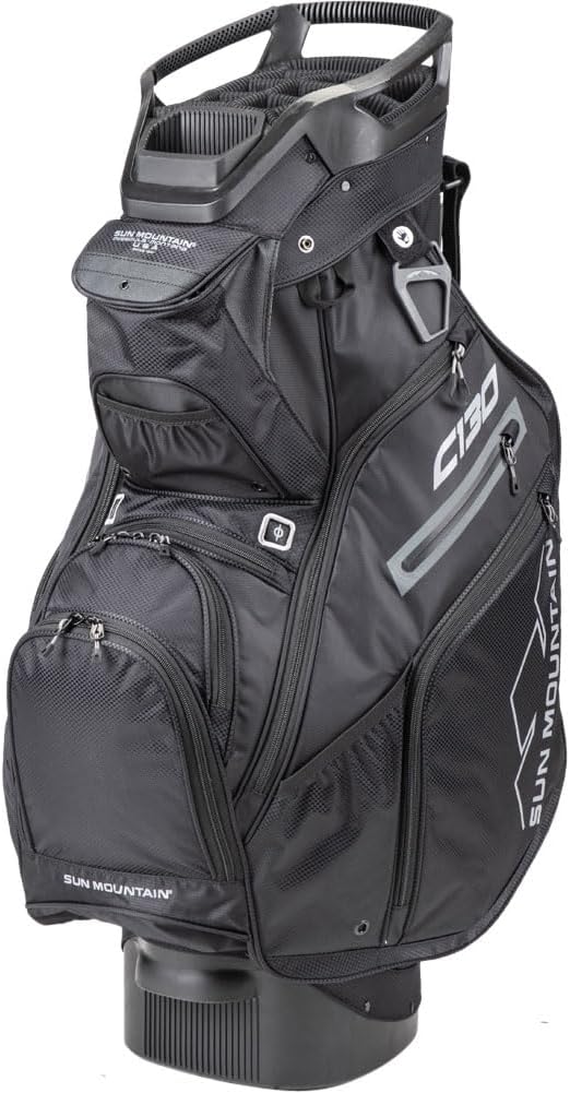 Sun Mountain C-130 14-Way Cart Golf Bag - Smart Strap, Putter Well, 10 Pockets for Cart Riders (4.8/5 Stars)