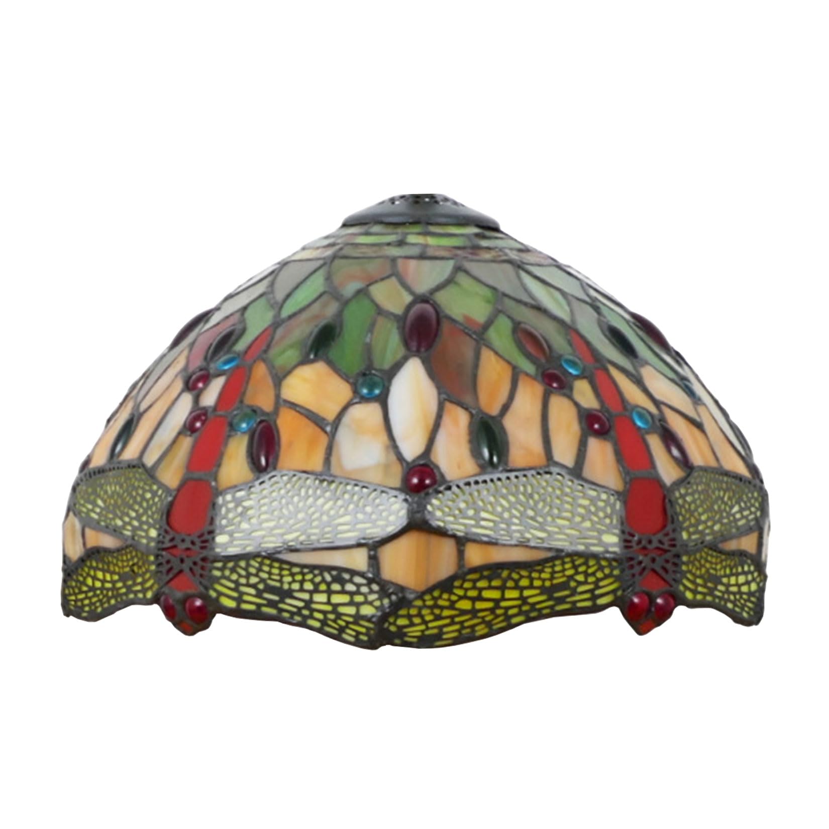 SaryEdge 12 Inch Dragonfly Stained Glass Lamp Shade, Tiffany Style Lampshades Replacement, Handmade Vintage Lamp Cover Accessories Only for Table lamp Pendant Light Ceiling Fixture,Pur，Red