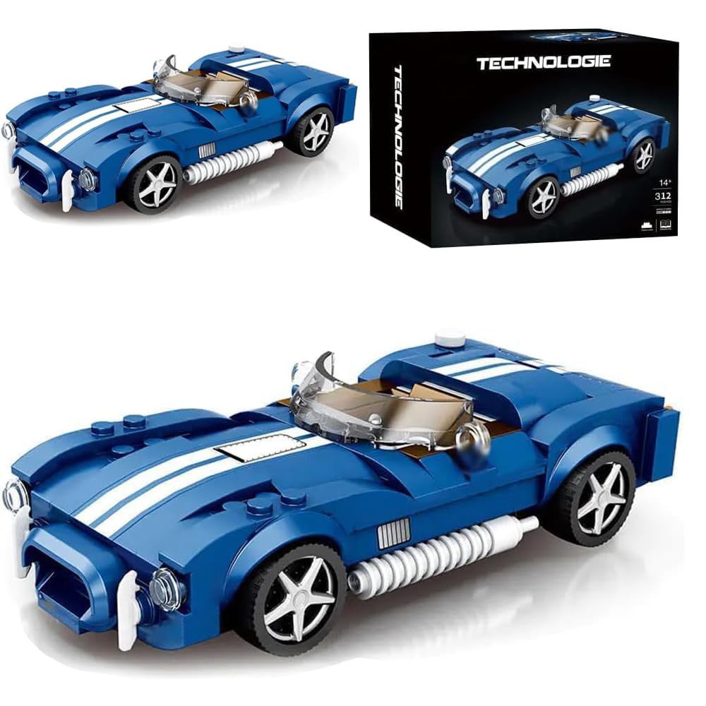 JUCYJULY Technology Sports Car Building Kit for Shelby Cobra S, 312 Racing Model Building Blocks Sets, MOC Super Car Vehicle Construction Toys Gifts for Kids Adults