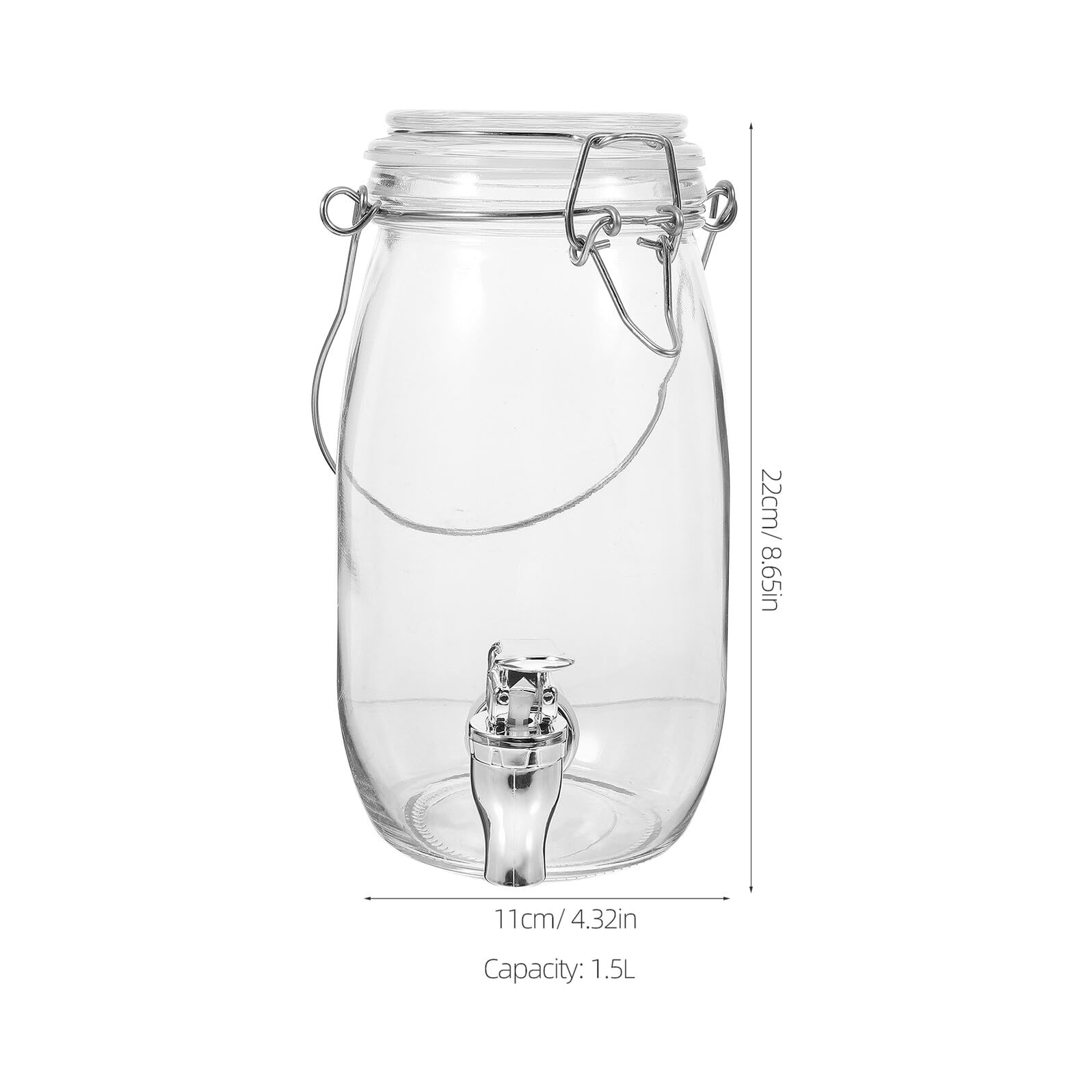 Verre Distributeur de Boissons et Poignée Portable 1,5 L avec Robinet